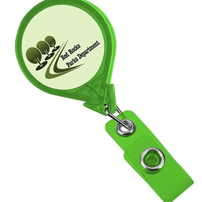 Jumbo Retractable Badge Holder - 40 inches - Round - Translucent - Label
