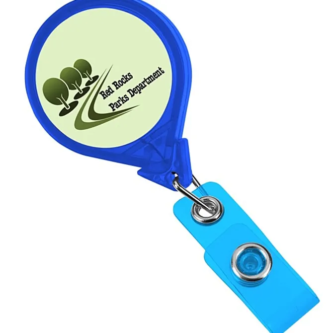 Jumbo Retractable Badge Holder - 40 inches - Round - Translucent - Label