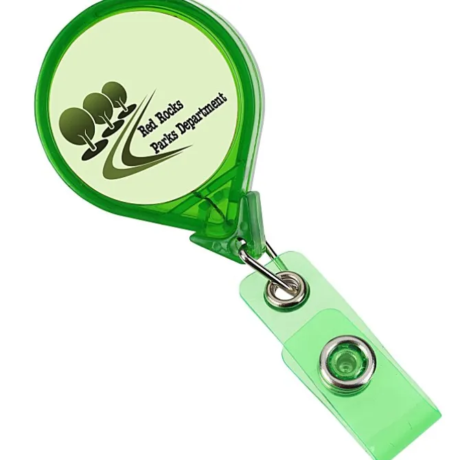 Jumbo Retractable Badge Holder - 40 inches - Round - Translucent - Label