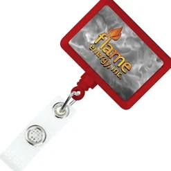 Jumbo Retractable Badge Holder with Antimicrobial Additive - 40 inches Rectangle - Label