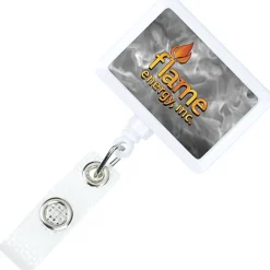 Jumbo Retractable Badge Holder with Antimicrobial Additive - 40 inches Rectangle - Label