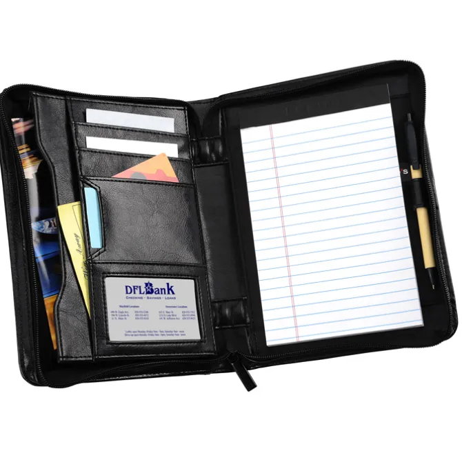 Junior Zippered Portfolio - Leather - 24 hr