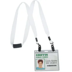 Knit Cotton Lanyard with Neck Clasp - 3/4 inches - 2 Bulldog Clips