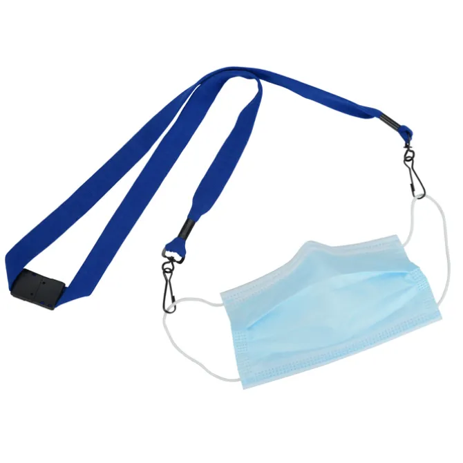 Knit Cotton Lanyard with Neck Clasp - 3/4 inches - 2 Swivel Hooks
