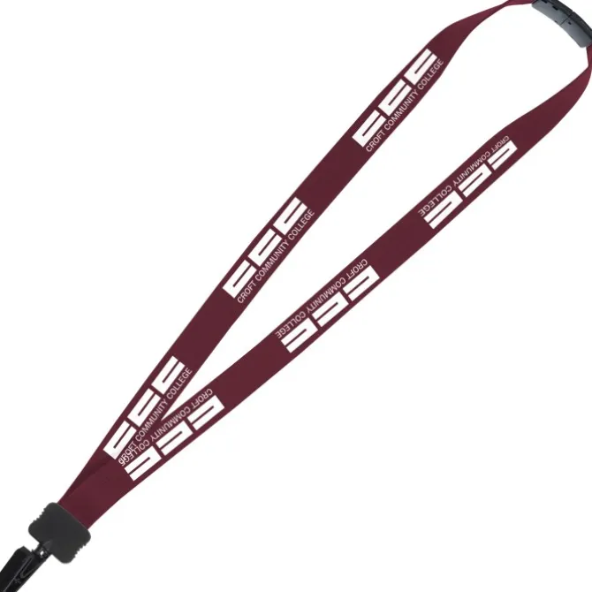 Lanyard with Neck Clasp - 7/8 inches - 32 inches - Plastic Bulldog Clip