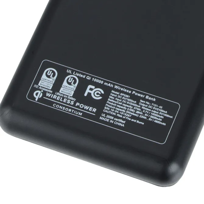 Light-Up Logo Qi Wireless Power Bank - 10,000 mAh - 24 hr