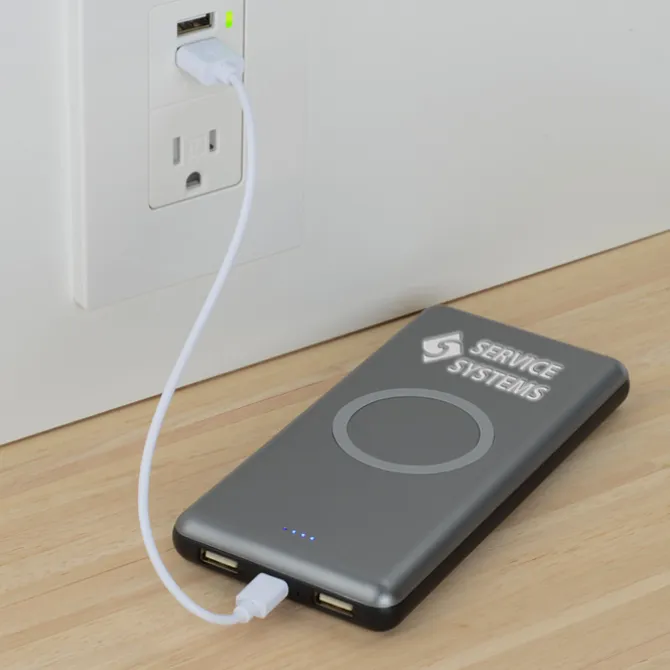 Light-Up Logo Qi Wireless Power Bank - 10,000 mAh - 24 hr