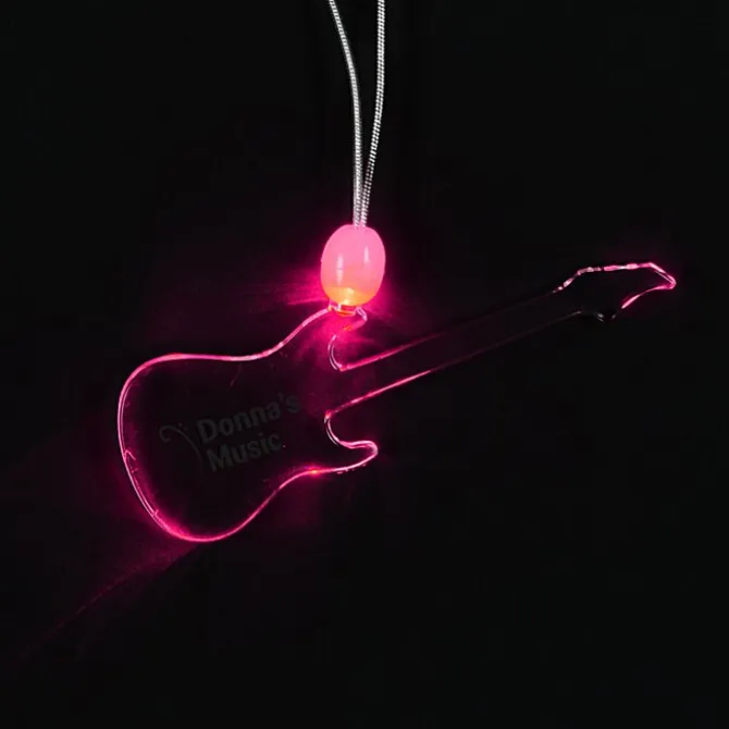 Light-Up Pendant Necklace - Guitar