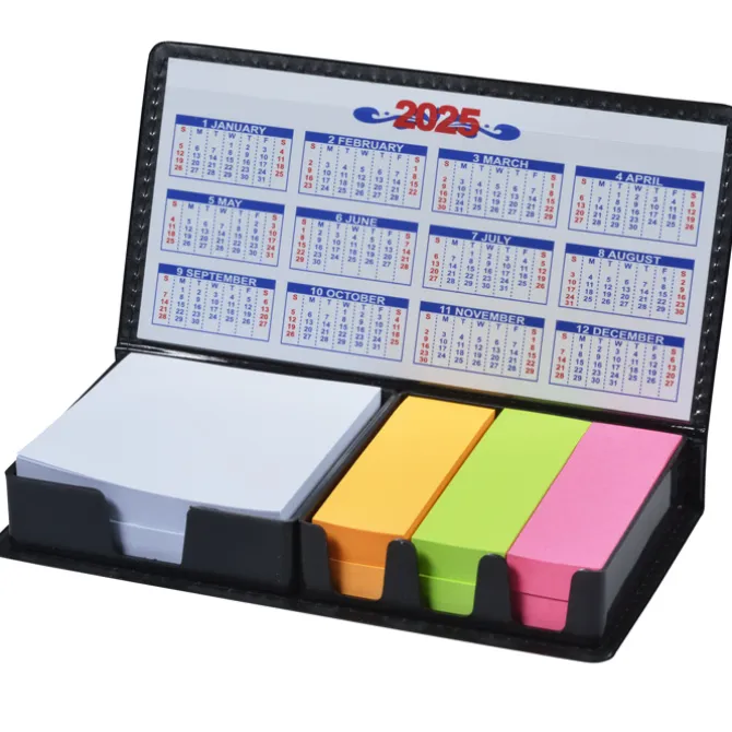 Memo Box with Adhesive Notes and Calendar - 24 hr