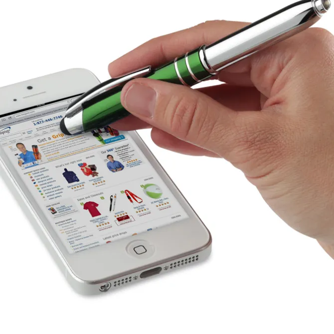 Mercury Stylus Metal Pen with Flashlight - Laser Engraved
