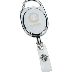 Metal Clip-On Retractable Badge Holder - Laser Engraved