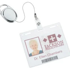 Metal Clip-On Retractable Badge Holder - Laser Engraved