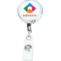 Metal Retractable Badge Holder - Slip Clip - Round