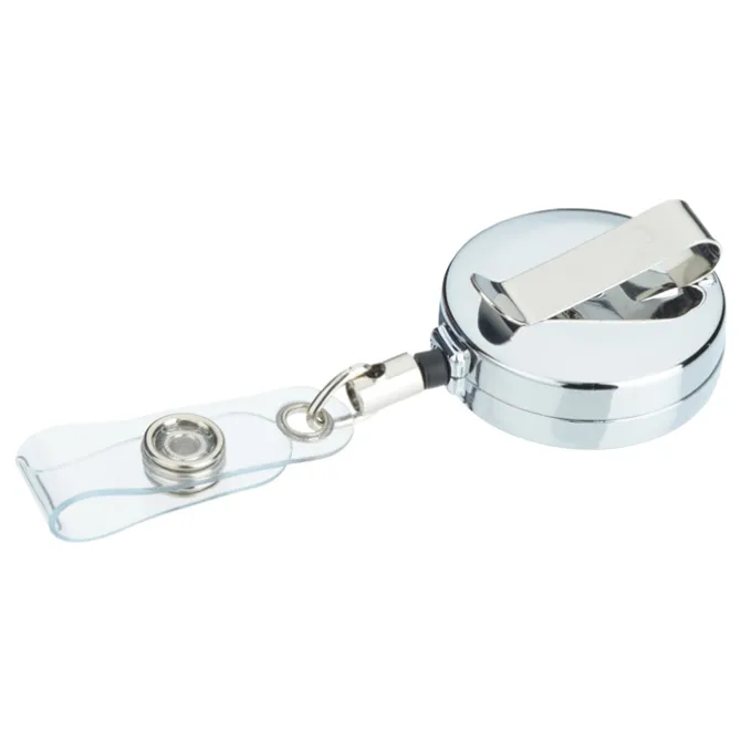 Metal Retractable Badge Holder - Slip Clip - Round