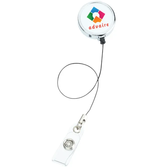 Metal Retractable Badge Holder - Slip Clip - Round