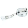 Metal Retractable Badge Holder - Slip Clip - Round - Laser Engraved