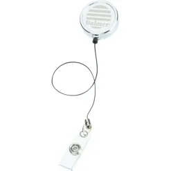 Metal Retractable Badge Holder - Slip Clip - Round - Laser Engraved