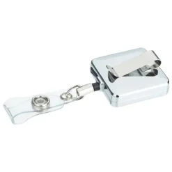 Metal Retractable Badge Holder - Slip Clip - Square - Laser Engraved