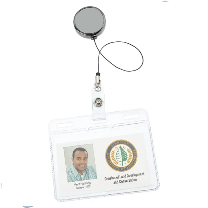 Metal Retractable Badge Holder - Slip Clip - Round - Gunmetal