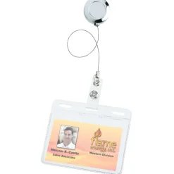Metal Retractable Badge Holder - Alligator Clip - Round - Label