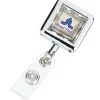 Metal Retractable Badge Holder - Alligator Clip - Square - Label
