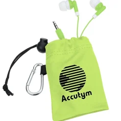 Microfiber Pouch with Colorful Earbuds
