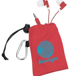 Microfiber Pouch with Colorful Earbuds