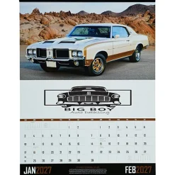Muscle Cars Calendar with 2-Month View