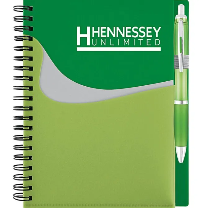 New Wave Pocket Notebook with Ballpoint Pen - 24 hr