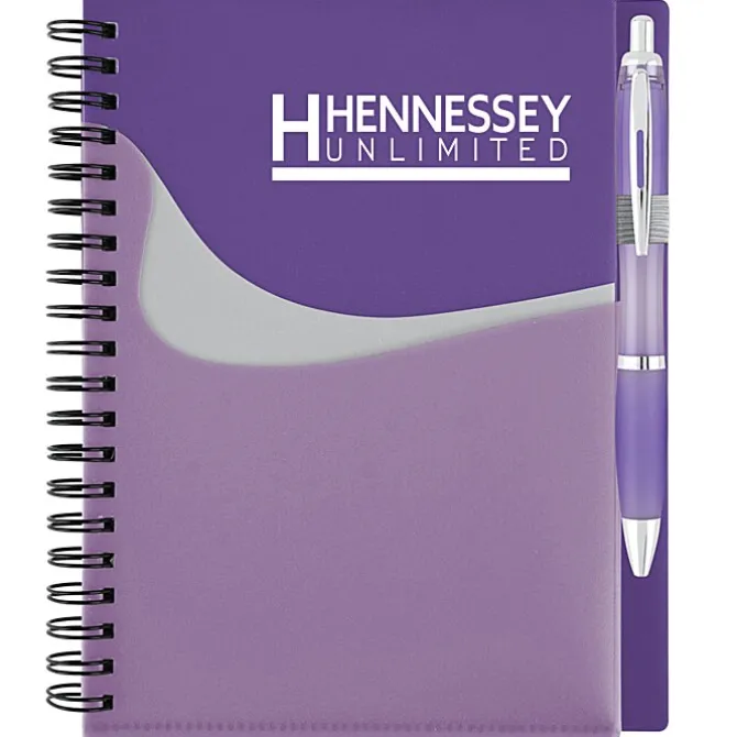 New Wave Pocket Notebook with Ballpoint Pen - 24 hr