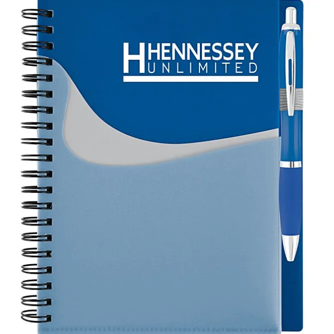 New Wave Pocket Notebook with Ballpoint Pen - 24 hr