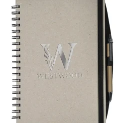 Recycled Spiral Journal with Pen - 10 inches x 7 inches