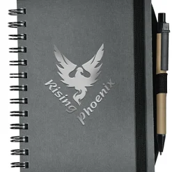 Recycled Spiral Journal with Pen - 7 inches x 5 inches