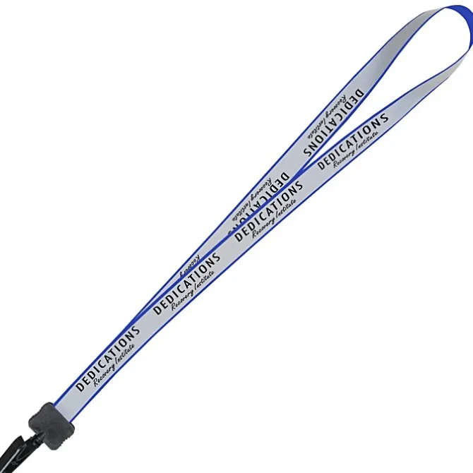 Reflective Lanyard - 3/4 inch - 34 inches - Plastic Bulldog Clip