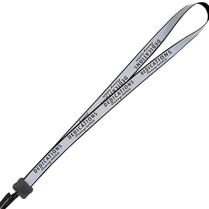 Reflective Lanyard - 3/4 inch - 34 inches - Plastic Bulldog Clip