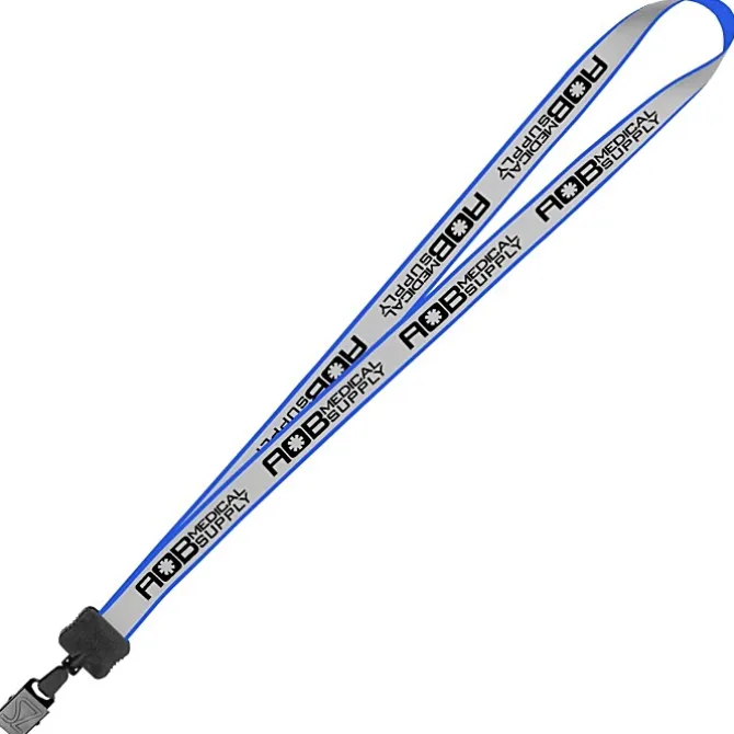 Reflective Lanyard - 3/4 inch - 34 inches - Large Metal Bulldog Clip