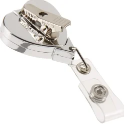 Retractable Badge Holder - Heart - Chrome Finish - Label