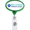 Retractable Badge Holder - Oval - Chrome Finish - Label