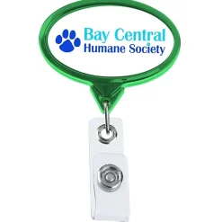 Retractable Badge Holder - Oval - Chrome Finish - Label