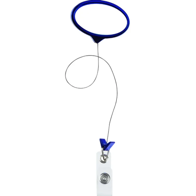 Retractable Badge Holder - Oval - Chrome Finish - Label