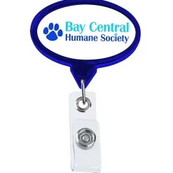 Retractable Badge Holder - Oval - Chrome Finish - Label