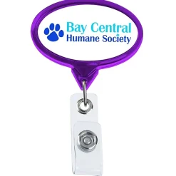 Retractable Badge Holder - Oval - Chrome Finish - Label