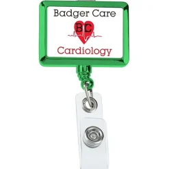 Retractable Badge Holder - Rectangle - Chrome Finish - Label