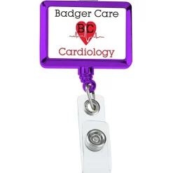 Retractable Badge Holder - Rectangle - Chrome Finish - Label
