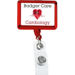 Retractable Badge Holder - Rectangle - Chrome Finish - Label