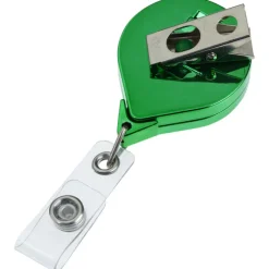 Retractable Badge Holder - Round - Chrome Finish - Label