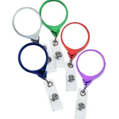 Retractable Badge Holder - Round - Chrome Finish - Label