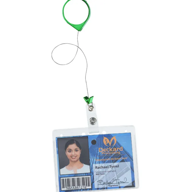 Retractable Badge Holder - Round - Chrome Finish - Label