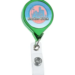 Retractable Badge Holder - Round - Chrome Finish - Label
