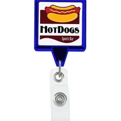 Retractable Badge Holder - Square - Chrome Finish - Label